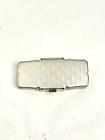 Vtg 60s Pill Container Box Etched Silver Tone Design Day Sheet Metal Tin Hinged