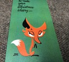 Vintage Nos 1950   s Christmas Card Greeting Card Unused Fox Nova Laugh Litho