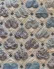 Antique King Patchwork Heart Quilt Blue Floral Cotton Hand Stitched
