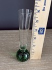 Vintage Hand Blown Green Bubble Clear Glass Bud Vase 6  Tall