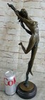 Original Aldo Vitaleh Tall Nude Lean Woman Bronze Sculpture Marble Base Statue