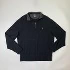 Polo Ralph Lauren Sweater Mens M Medium Black Grey Half Zip Cotton Blend
