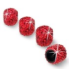 Tire Valve Stem Caps  Handmade Crystal Rhinestone  Red 4 Pack  Red