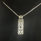 Ati Mexico Sterling Silver Pendant 16    Chain - Ornate Bar Vintage Artisan 925 