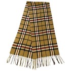 Check Scarf Unisex Reversible Cashmere Blend Tan Red Black Plaid