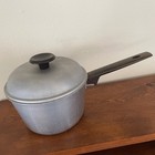 Vintage Set Of 2 Hammered Aluminum Pots   Lids Unbranded Stamped Made In Usa