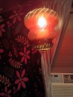Vintage Mcm Swag Chain Lamp - Burnt Orange red Glass Globe