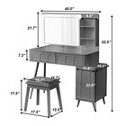 Led Mirror Makeup Vanity Desk Dressing Table W Stool Set 4 Drawers Open Shelves