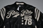 New Pelle Pelle Men s Real Leather Jacket Encrusted Varsity Black Limited