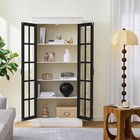  5-tier Display Cabinet W glass Doors  Farmhouse Cabinet W adjustable Shelves