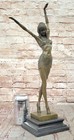 Art Deco Signed Chiparus Dancer Bronze Sculpture Marble Statue Figurine Figure