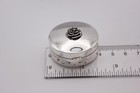 Sterling Silver Pill Box Round rose Decoration  3 9cm Dia  Sheffield 2004