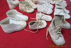 Vintage White Leather Lace Up Baby Shoes Lot Of 9 Pr  1 Single Variety Sizes