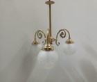 Handmade Brass Chandelier     3 Arm Vintage Style Ceiling Light With Glass Globe