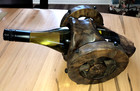 Vintage Wooden Medieval Cannon Wine Bottle Holder W  Tankards - Made In Spain