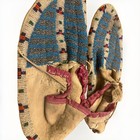Antique Plains Style Beaded Hide Moccasins Geometric Stripes C  1890-1920 10 