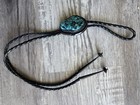 Vintage Native American Turquoise Bolo Tie Sterling Silver Large Matrix Cowboy