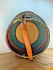 Vintage Xl African Basket Handmade Ghana 16  Elephant Grass Knitting Basket
