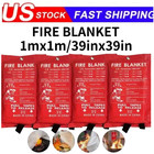 4 Pack Fire Blanket Fiberglass Hero Emergency Home Retardant Prepared 39  x39   