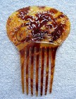 Victorian Faux Tortoiseshell Openwork Hair Comb  -  No Us Import Fees