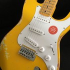 Electric Guitar Vintage Yellow Aged Sss Pickguard Bone Nut Stainless Rounded F