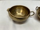 Vintage Etched Brass Cream   Sugar Set
