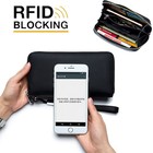 Women s Genuine Leather Long Wallet Zip Around Rfid Blocking Card Holder Clutch