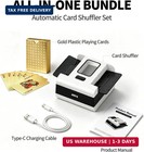 Automatic Card Shuffler For 1-2 Decks With 1 Deck Of Gold Playing Cards recharge