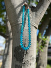 Strand Of Blue Vintage Antique Czech Bohemian Vaseline Glass Trade Beads