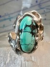 Brutalist Turquoise Ring Size 6 25 Band Sterling Silver Women