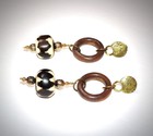 Free Shipping Vintage African Bone Wood   Brass Tribal Earrings One Of A Kind