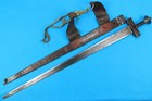 Antique Old 19 Century African Africa Large Sword W  Scabbard Hangers