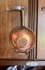 Vintage Small Copper W  Brass Handles Colander Strainer Kitchen 5    X 8 75   