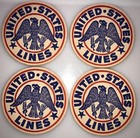 United States Lines Cruise Liner Ship Coasters  4  Vintage Unused 1940s 1950s