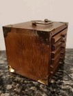 Vintage   Mcm Mid-century Drawer Coaster Stacking Set Brass Wood Cork 6 Drink