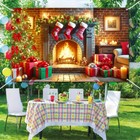 71x43 In Christmas Photography Backdrops Fireplace Decoration Background