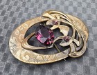 Antique Vintage Victorian Art Nouveau Amethyst Oval Brooch Sash Pin 2-7 8 