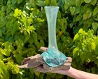 Large Molten Glass Vase With Gamal Wood Root Base - Blown Glass Wood  Home Decor