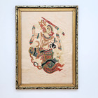 Painting On Silk Thai God Warrior Vintage Original Art Framed 12 x16 