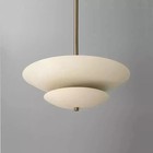 Vintage Ceiling Light Pendant Mid Century Antique Finish Creamy Shades Disc Lamp