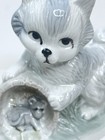 Vintage Cat Figurine Basket Kitten Mini Set Porcelain Ceramic Japan Style