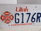 Utah Firefighter License Plate G176r Excellent Condition Never Used
