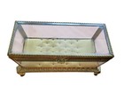 Large Vintage Antique French Casket Jewelry Box Beveled Footed Ornate 11x7
