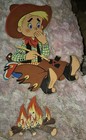 4 Vintage Dolly Toy Co Smokey Indian Totem Wall Hanging Nursery Kid Decor 1950  