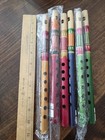 Lot Of 6 Bamboo Wood Flute Whistles Traditional Hand Carved Wood- Bangladesh New
