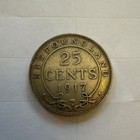 1917 C Newfoundland King George V 25c Quarter Silver Coin  0059