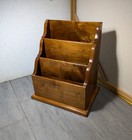 Vintage Rustic Carved Wood Letter Newspaper Magazine Rack Stand F42