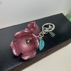 Coach Glitter Pink Resin Tea Rose Tulip Bag Charm Key Ring