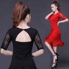 Women Latin Dance Blouse T-shirt Top Ballroom Dancewear Salsa Lace Practice Sexy