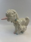 Ceramic Unicorn Mother And Baby Figurine Collectible Blue Pink And White 5  Vtg